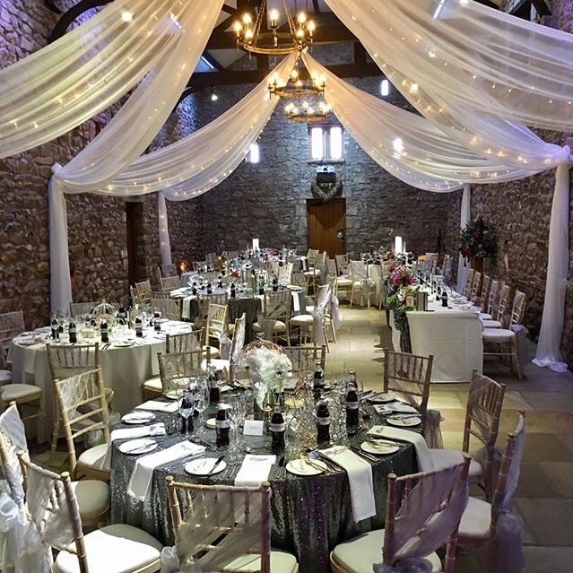 Wedding breakfast piano at Browsholme Hall tithe barn by wedding pianist Craig Smith